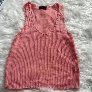 Coral salmon knot crop top